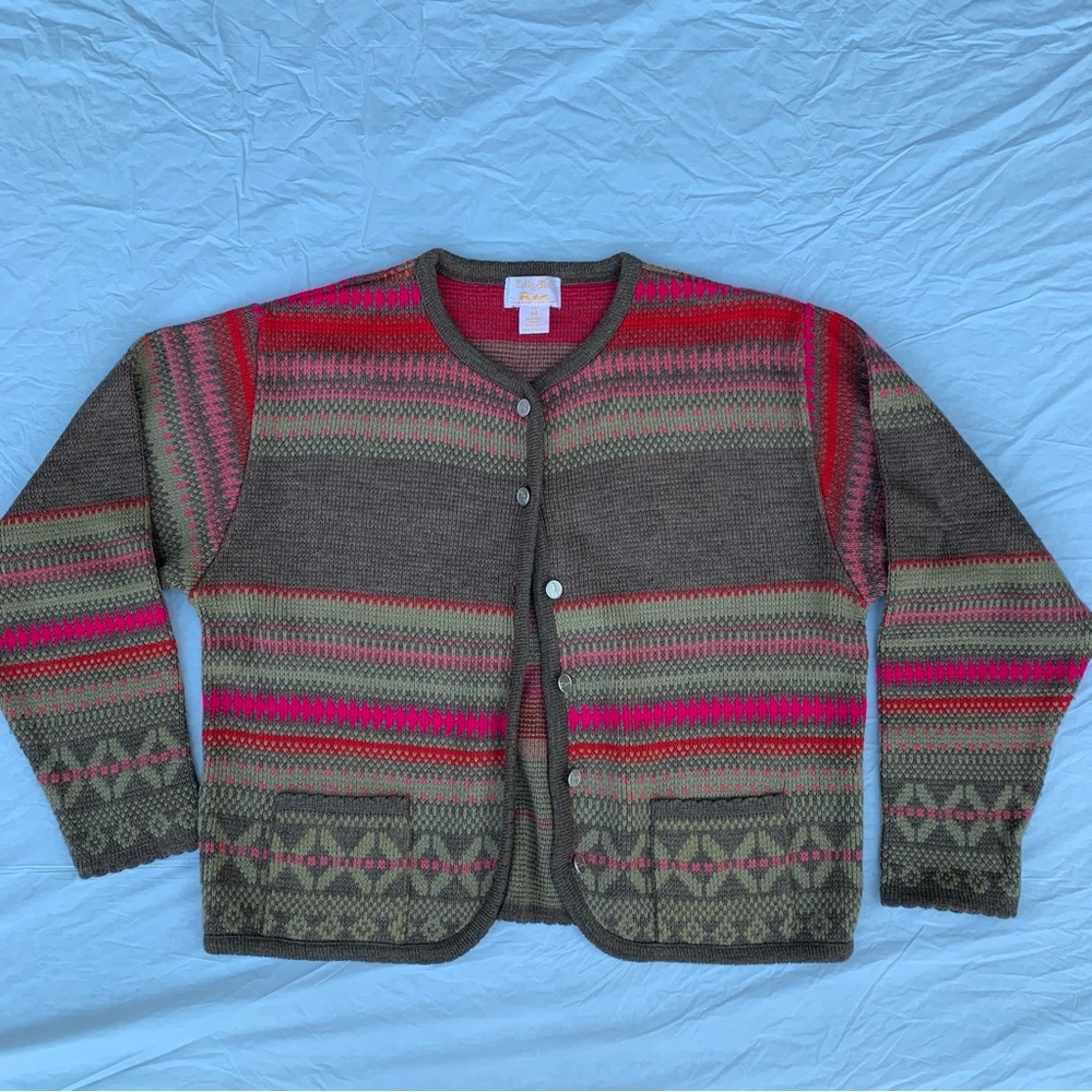 Vintage Tally Ho Fair Isle Sweater Cardigan